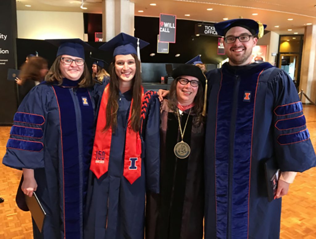 Jordan, Jennifer (Undergraduate), Cathy, and Josh at graduation 2018.